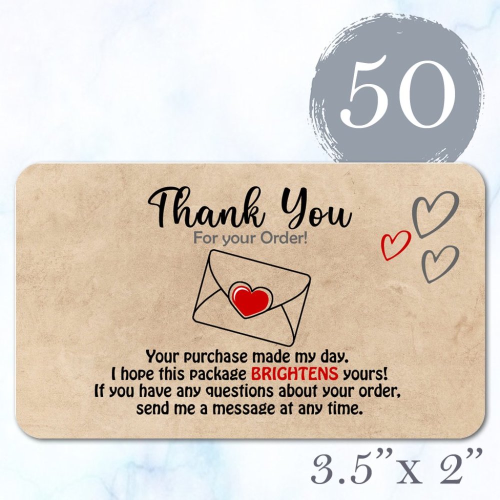 50  Kraft Thank You Cards